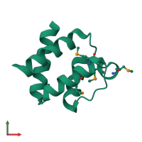 PDB entry 3hgl coloured by chain, front view.