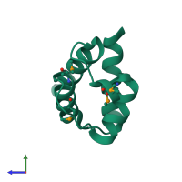 PDB entry 3hgl coloured by chain, side view.
