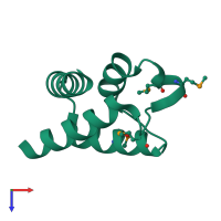 PDB entry 3hgl coloured by chain, top view.