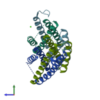 PDB entry 3hgw coloured by chain, side view.