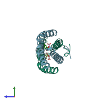 PDB entry 3hgx coloured by chain, side view.