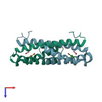 PDB entry 3hgx coloured by chain, top view.