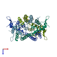 PDB entry 3hh0 coloured by chain, top view.