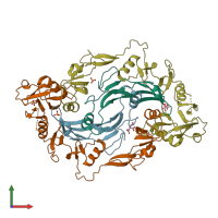 PDB entry 3hh2 coloured by chain, front view.