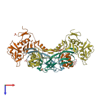 PDB entry 3hh2 coloured by chain, top view.