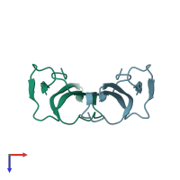 PDB entry 3hh7 coloured by chain, top view.