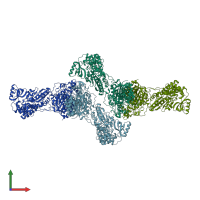 PDB entry 3hhd coloured by chain, front view.