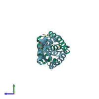 PDB entry 3hhh coloured by chain, side view.