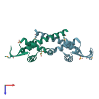 PDB entry 3hhh coloured by chain, top view.