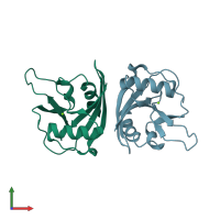 PDB entry 3hhj coloured by chain, front view.