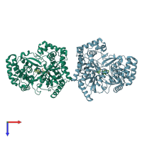 PDB entry 3hhk coloured by chain, top view.