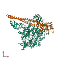 PDB entry 3hhm coloured by chain, front view.