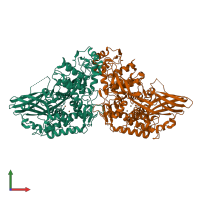 PDB entry 3hhs coloured by chain, front view.