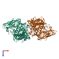 PDB entry 3hhs coloured by chain, top view.