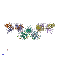 PDB entry 3hi1 coloured by chain, top view.