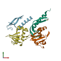 PDB entry 3hi2 coloured by chain, front view.