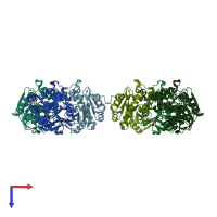 PDB entry 3hi4 coloured by chain, top view.