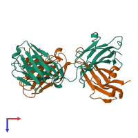 PDB entry 3hi5 coloured by chain, top view.