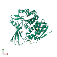 PDB entry 3hic coloured by chain, front view.