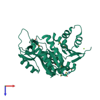 PDB entry 3hic coloured by chain, top view.