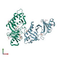 PDB entry 3hih coloured by chain, front view.