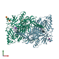 PDB entry 3hii coloured by chain, front view.