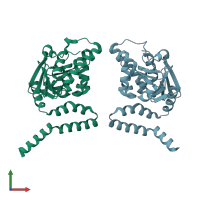 PDB entry 3hin coloured by chain, front view.