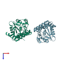 PDB entry 3hin coloured by chain, top view.
