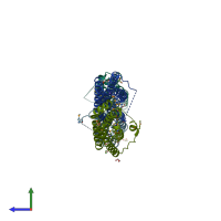 PDB entry 3hiu coloured by chain, side view.