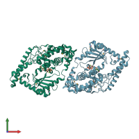 PDB entry 3hiy coloured by chain, front view.