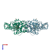 PDB entry 3hiy coloured by chain, top view.