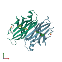 PDB entry 3hj0 coloured by chain, front view.