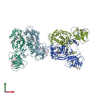 PDB entry 3hj3 coloured by chain, front view.