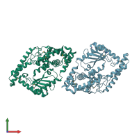 PDB entry 3hj4 coloured by chain, front view.