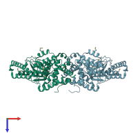 PDB entry 3hj4 coloured by chain, top view.