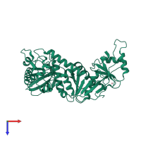 PDB entry 3hjh coloured by chain, top view.