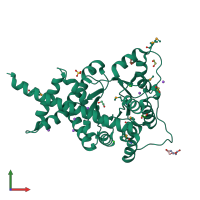 PDB entry 3hjz coloured by chain, front view.