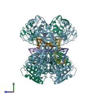 PDB entry 3hk2 coloured by chain, side view.