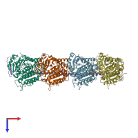 PDB entry 3hke coloured by chain, top view.