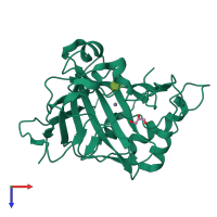 PDB entry 3hkq coloured by chain, top view.