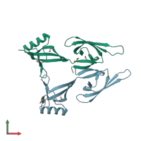 PDB entry 3hks coloured by chain, front view.