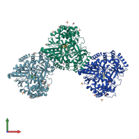 PDB entry 3hkw coloured by chain, front view.