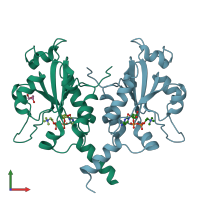 PDB entry 3hl4 coloured by chain, front view.