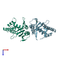 PDB entry 3hl6 coloured by chain, top view.