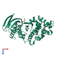 PDB entry 3hl7 coloured by chain, top view.