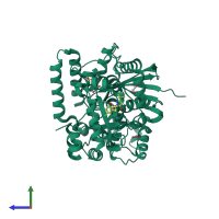 PDB entry 3hl8 coloured by chain, side view.