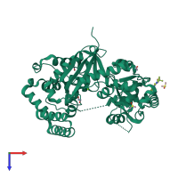 PDB entry 3hl8 coloured by chain, top view.