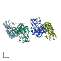 PDB entry 3hlm coloured by chain, front view.