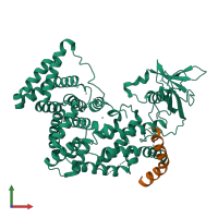 PDB entry 3hm6 coloured by chain, front view.