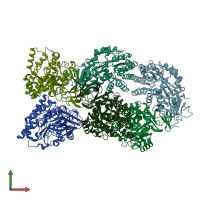 PDB entry 3hm7 coloured by chain, front view.